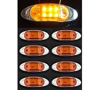 VNVISHN Lot de 8 feux de gabarit latéraux orange 12V 6 LED avec cadre en plastique chromé camion benne poids lourd caravane remorque camping-car bus fourgonnette usage extérieur ou intérieur