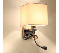 VOAAJKBFB E27 Carré Tissu Applique Murale Led Printemps Réglable Lampe Bras avec Interrupteur Chambre Liseuse Salon Café Couloir Lumières(Brown,One end)