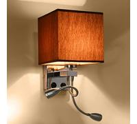 VOAAJKBFB E27 Carré Tissu Applique Murale Led Printemps Réglable Lampe Bras avec Interrupteur Chambre Liseuse Salon Café Couloir Lumières(Nero,One end)