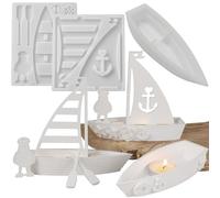 Voaesdk Ensemble de moules en résine pour voilier - Moule en silicone 3D pour moulage de résine, pont de bateau, pagaie, voile époxy pour bricolage, béton, ciment plâtre, bougies, bibelots, décoration