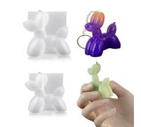 Voaesdk Lot de 2 moules en résine en forme de chien ballon 3D pour moulage de résine, porte-clés en résine époxy pour fabrication de bougies, savons, ornements, loisirs créatifs, décoration
