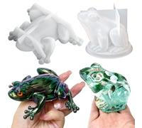 Voaesdk Lot de 2 moules en résine en forme de grenouille, moules en silicone époxy 3D, réalistes pour moulage de résine, loisirs créatifs, armoires de bureau, décoration murale de bureau