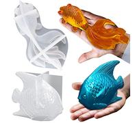 Voaesdk Lot de 2 grands moules en résine époxy 3D en forme de poisson rouge de 19,1 cm et 14 cm pour moulage de résine, bricolage, armoires de bureau, décoration murale
