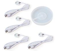 Voaesdk Moule rond en silicone avec 4 lumières LED colorées à intensité variable pour moulage de résine, kit de support d'éclairage LED alimenté par USB pour bricolage, décoration de table, base de