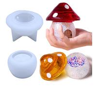 Voaesdk Moules en résine en forme de champignon avec couvercle, moules en silicone pour résine, moules en résine époxy pour boîte de rangement de bijoux, récipient à bonbons, bougeoir, loisirs