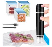VOAKZEF Scelleur de Nourriture sous Vide Manuel,Machine à sceller sous Vide,Mini Machine à emballer sous Vide électrique Rechargeable avec 10 sachets réutilisables,pour la Conservation des Aliments