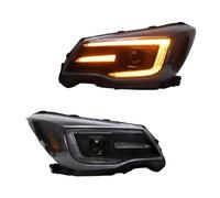 VOALVT Feux Avants Voiture Pour Subaru Pour Forester 2013-2018 Phares LED Avec Feux Jour Clignotants Feux Route Et Lentilles Projection Angel Eyes 2 Pièces Phare Avant