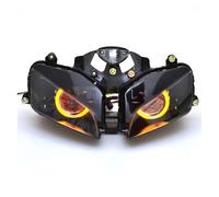 VOALVT Pour CBR600RR 03-06 Phare Bi-xénon HID Personnalisé Avec Feux De Croisement Et Phare Angel Eye À LED(Yellow Red)