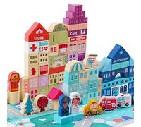 Voamuw ‘Lot de 120 Blocs de Construction en Bois pour Enfants de 3 à 6 Ans, Jouets créatifs empilables avec Lettres de l'alphabet - Cadeau éducatif pour garçons et Filles’