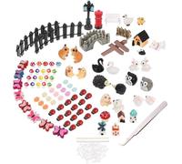 VOANZO 103 pièces Accessoires de Jardin de fées Miniatures Kit d'ornements de Jardin Miniatures Animaux de Jardin extérieur Clôture Fleur Pont Forme Décorations