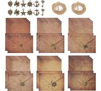 VOANZO 12pcs A5 Enveloppes Vintage 24 Papier Vintage Kraft Écriture 12pcs Raccords Métalliques et 12pcs Ficelle de Jute