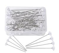 VOANZO 200 pièces épingles à Coudre Diamant épingles à Perruque avec étui en Plastique épingles de Type T pour Bricolage décoration de Bijoux de Mariage (6 * 38mm)