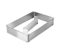 VOANZO Cadre de Cuisson rectangulaire réglable - Moule à gâteau en Acier Inoxydable. Hauteur : 5 cm. Professionnel avec système de Rail innovant. L 18-34 cm x L 28-53 cm.