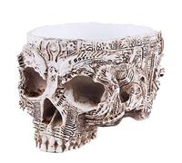 VOANZO Cendrier en résine en forme de tête de mort humaine pour décoration d'Halloween effrayante, figurines de squelettes pour accessoires de bar, décoration de chambre de fumoirs