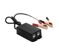 VOANZO Convertisseur CC avec Pince Crocodile Adaptateur de Charge USB Moto DC 12V 24V à 5V 3A Chargeur Rapide USB 4 Ports pour téléphones tablettes (70cm)