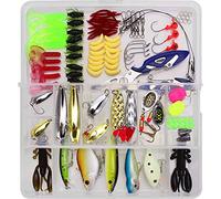 VOANZO Kit de 101 leurres de pêche avec boîte de rangement incluant Crankbaits Swimbaits Spinnerbaits et émerillons pour pêche à la truite, au saumon