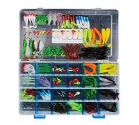 VOANZO Lot de 146 leurres de pêche pour bar, y compris les appâts Crankbaits, les vers en plastique souple, les leurres rotatifs en métal, les leurres en forme de grenouille