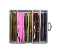 VOANZO Lot de 15 leurres de pêche en plastique souple avec hameçon pour pêche à la truite