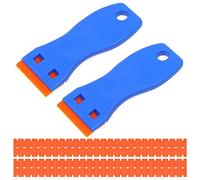 VOANZO Lot de 2 grattoirs avec 50 racloirs en plastique pour nettoyer les autocollants, les étiquettes adhésives, la peinture, le verre, la voiture