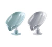 VOANZO Lot de 2 porte-savon à ventouse avec drainage pour salle de bain en forme de feuille