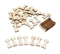 VOANZO Lot de 50 os de chien en bois non fini - Pour projets d'artisanat, étiquettes cadeaux, décoration de la maison, prêts à peindre ou à décorer