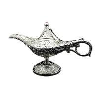 VOANZO Magic Aladdin, Rétro Métal Conte de Fées Aladdin Magic Genie Théière Huile Maison Décoration de Table (Argent)