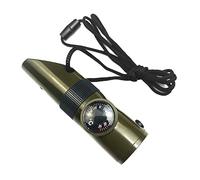 VOANZO Sifflet de survie 7 en 1 avec sifflet de randonnée, kit de survie multifonction avec boussole, thermomètre, réflecteur, loupe, compartiment scellé à LED