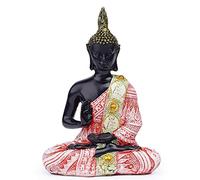 VOANZO Statue de Bouddha en résine avec décoration intérieure Paisible et Harmonieuse (Noir)