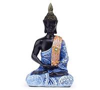 VOANZO Statue de Bouddha en résine, décoration intérieure, Exotique, Paisible et Harmonieuse (Noir)