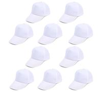 Voarge 10 Casquettes de Baseball Blanches, Casquette Vide Graffiti Chapeau Coiffure Peak Cap pour Enfants DIY, Enfants Adultes Sport en Plein air Family Interactive Activity Set