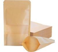 Voarge 100 pièce Sachet Kraft Alimentaire, Sachet kraft Alimentaire avec Fenetre, Imperméable Sac Kraft Alimentaire Petit Format pour Noix, Nourriture,10x15cm