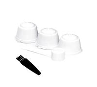 Voarge 3 capsules de café, filtre à café, capsules pour cafetières Dolce gusto réutilisables rechargeables - + 1 cuillère à remplir - 1 brosse de nettoyage en cadeau, blanc
