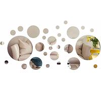 Voarge 30 Pièces Miroirs Muraux Rond, 3D Miroir Stickers Muraux Autocollants Décoratifs Amovibles Décoration d'intérieur, pour DIY TV Fond Décoration