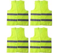Voarge 4 pièces Gilet de sécurité, 360 degrés de Haute visibilité, Gilet réfléchissant, pour Voiture, vélo, Moto à Haut Risque, Lavable.
