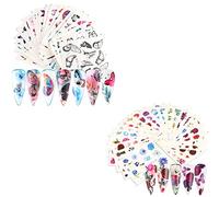 Voarge 54pcs Stickers à Ongles Autocollant, Différents Styles Nail Autocollants Transfert à Eau Stickers Ongles Fleurs, Convient aux femmes qui aiment porter des décorations pour les ongles