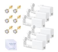Voarge 6 pièces pistolet de perçage d'oreille, kit de pistolet de perçage de nez d'oreille stérile jetable de sécurité outil auto-perçant indolore avec des goujons d'oreille,Couronne d'or