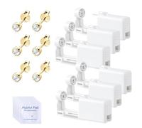 Voarge 6 pièces pistolet de perçage d'oreille, kit de pistolet de perçage de nez d'oreille stérile jetable de sécurité outil auto-perçant indolore avec des goujons d'oreille,Or transparent