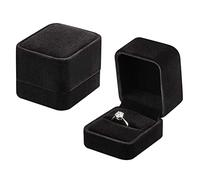 Voarge Boîte à bijoux pour bague, en velours, emballage cadeau, pour bague de fiançailles, demande en mariage (Noir)