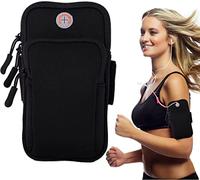 Voarge Brassard de sport, support pour téléphone portable, brassard de course avec 2 compartiments, support pour téléphone portable, étui pour la course, l'entraînement, le jogging et le fitness
