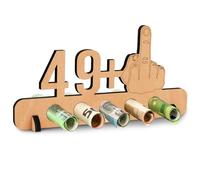 Voarge Carte d'anniversaire originale amusante en bois pour 50e anniversaire - Cadeau en argent - 49 + 1, décoration 50 ans - Cadeau en argent pour anniversaire (50 ans)