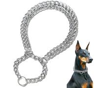 Voarge Collier pour chien en acier inoxydable, étrangleur à double rangée chromé, idéal pour les races à poils courts, 50 cm
