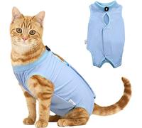 Voarge Combinaison de récupération post-opératoire pour chat, anti-fuite, empêche le léchage post-opératoire, le sevrage et le maintien au chaud, taille L, bleu