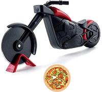 Voarge Coupe-pizza de moto, rouleau à pizza en acier inoxydable, outils créatifs, cutter à pizza avec roue de coupe tranchante et support pour Noël fête créative cadeaux