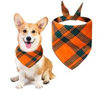 Voarge Écharpe pour Chien, Bandana Classique à Carreaux, Bandana pour Chiens, Triangles de Cou lavables pour Chiens de Petite, Moyenne et Grande Taille (Foulard à Carreaux Orange, L)