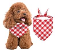 Voarge Écharpe pour Chien, Foulard Classique à Carreaux, Bandana pour Chiens, Triangles de Cou lavables pour Chiens de Petite, Moyenne et Grande Taille (Carreaux Rouges et Blancs, S)