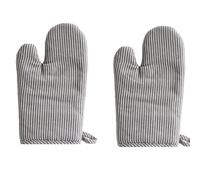 Voarge Gants de Cuisine Anti Chaleur, 1 Paire en Coton à Rayures Noires et Résistantes à la Chaleur pour Cuisine et Pâtisserie