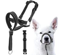 Voarge Harnais de dressage pour chien, muselière pour animaux de compagnie, facile à installer, léger, avec sangle de nez rembourrée, protège-dents pour chien, support d'entraînement pour éviter les