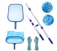 Voarge Kit de filets de piscine télescopique, avec épuisette de 34 cm de profondeur, avec tige télescopique et gant en caoutchouc, pour piscine, bassin, spa, aquarium, pataugeoire, jacuzzi