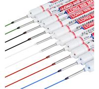 Voarge Lot de 10 Marqueur Trou Profond, Marqueurs Charpentier, 20 mm, pointe extra longue, Marqueur Precision Chantier pour Bois, Métal, Plastique et Carton