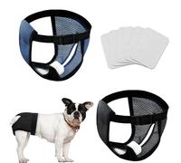 Voarge Lot de 2 culottes pour chien, réutilisables, avec 6 tampons hygiéniques, chauds, menstruations, lavables, protection pour chien, noir et bleu, taille S